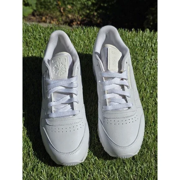Reebok CL Leather Size 8 Women's Classic Sneakers Running Shoes White On White - Picture 5 of 11